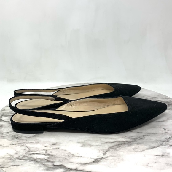 Everlane The Editor Black Suede Point Toe Slingback Flats 8 Minimalist Classic - Picture 2 of 16